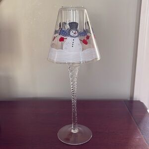 Glass Snowman Tea light Holder